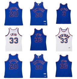 Larry Johnson Patrick Ewing 1996-97 Jersey de basket-ball Knick New John Starks York Charles Mitch et Ness Jerseys Blanc Blue Taille