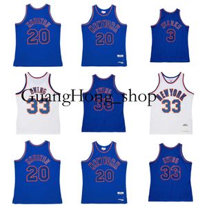 Larry Johnson Patrick Ewing 1996-97 Knick Basketball Jersey New John Starks York Charles Mitch y Ness Throwback Jerseys Blanco Azul Tamaño Raro