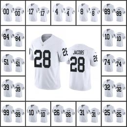 Las Vegas''Raiders''Men 4 Derek Carr 17 Davante Adams 28 Josh Jacobs 8 Josh Jacobs Dames Jeugd Wit Custom Vapor Limited Jersey