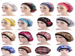 Béret Laser élastique large côté sommeil Turban chapeau soyeux bonnet de douche soins des cheveux Perm Cap pour femme tête enveloppement cheveux accessoires DA2058202020