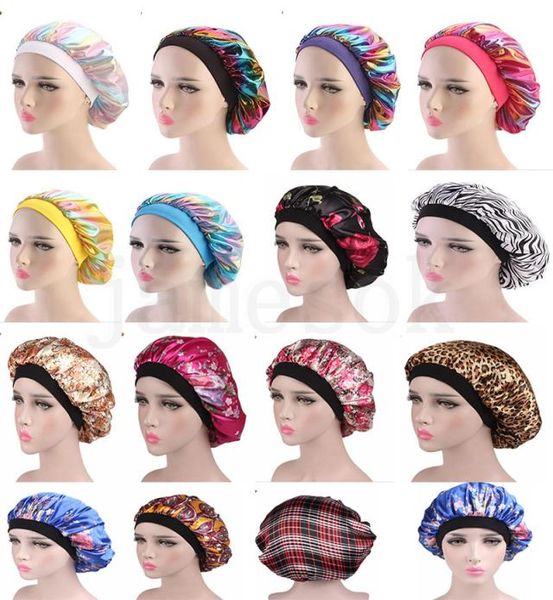 Béret Laser élastique large côté sommeil Turban chapeau soyeux bonnet de douche soins des cheveux Perm Cap pour femme tête enveloppement cheveux accessoires DA2055568246