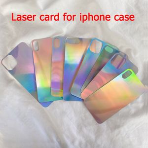 Laser Card Paper for iPhone 11 12 13 Pro Max Phone Skins Applies to Apple Xr Xs 7 8 plus Transparent Bottom Cover Decorative Paper Glitter Papers