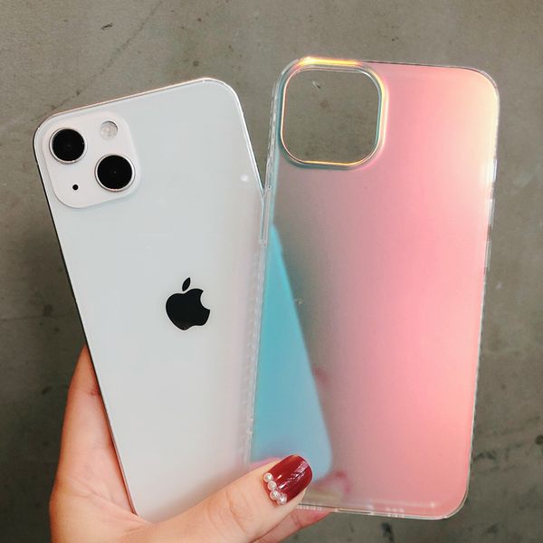 Étuis Laser pour iphone 14 pro max mini 13 12 11 dégradé coloré Aurora couverture souple givrée