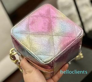 Laser coloré boîte classique sacs carrés couleur éblouissante mini vanité matelassée chaîne matelassée bandoulière épaule de luxe designer minuscule sacs à main cosmétiques