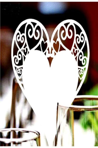Carte de verre à vin en forme de cœur découpée au Laser, nom de Table, carte de tasse d'escorte, décorations de fête de mariage pour la maison, 200 pièces, 8263095