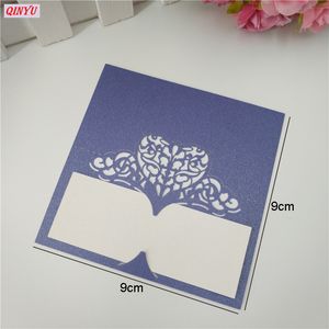 Laser Cut Hollow Love Heart Paper Vine Carte de siège Nom des cartes de places Favors Favors Invitations Cards de table 10/50 / 100pcs 5Z