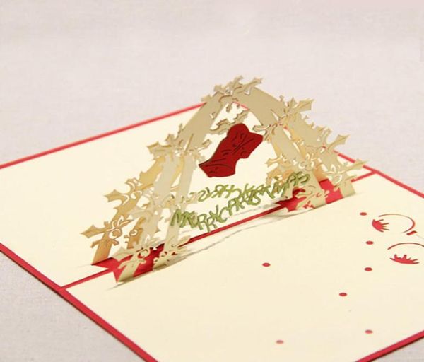 Cartes d'invitation de fête découpées au Laser, cartes de vœux faites à la main, cloches de noël 3D, carte postale, décor cadeau, fournitures festives 2194170