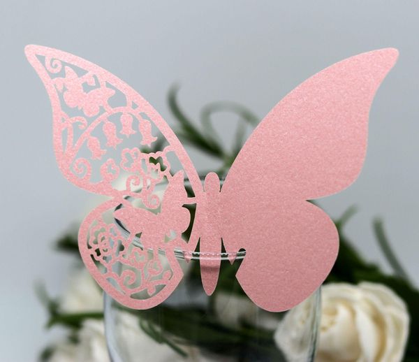 Cartes de Place découpées au Laser avec papier papillon découpé, décorations de lieu de fête et de mariage ZZ