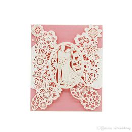 Laser Cut Wedding Invitations OEM in 41 Colors Customized Hollow With Lovers Flowers Personalized Wedding Invitation Cards #BW-I0305