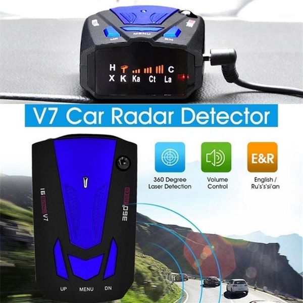 Detectores láser Radar de velocidad Vehículo Sistema de alarma de monitor de protección de seguridad de automóvil avanzado Pantalla LCD V7 Universal1256y