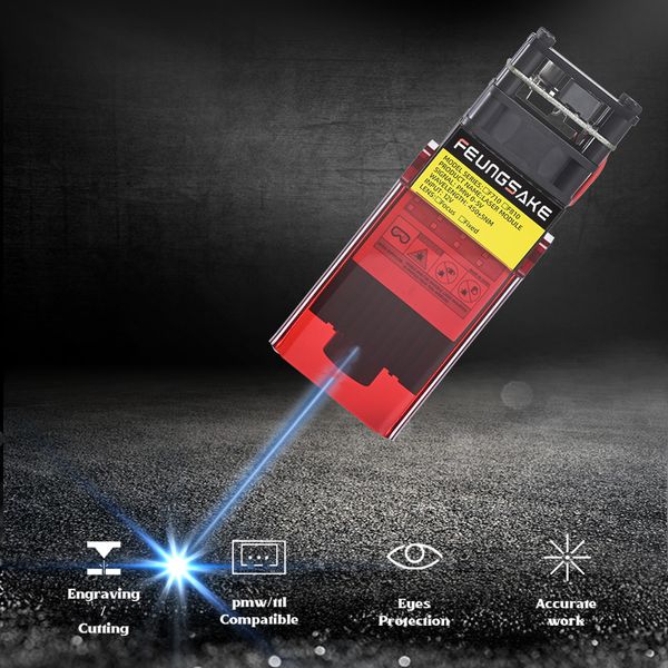 Longueur d'onde de tête laser 455 nm Module laser Blue TTL 15W pour la machine de gravure en bois graveur de coupe-outil PMW