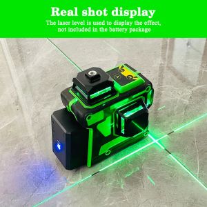 Nivel de láser Niveles de batería Profesional Recargable Beam Lazer 360 Herramienta de línea 4D Herramientas anti -otoño Nivel Lezer 16 líneas Verdes