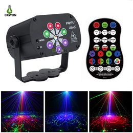 Laserlicht 120 Patters USB Oplaadbare RGB UV Laser Stage Party Light voor binnen verjaardag Home Party Christmas