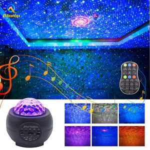 Espectáculo de luz láser Efecto de proyector Una vez Onda Cielo Estrella Luces nocturnas Música Altavoz Bluetooth USB Lámpara de proyección estrellada Galaxy con control remoto