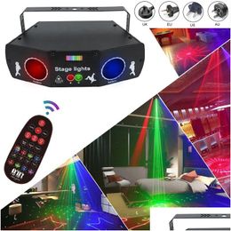 Éclairage laser 5 yeux 3 en 1 Party Stages activés par le son Lumières Télécommande Divers modèles Lasers Light Club Ktv Bar Stage Dro Dhh9G