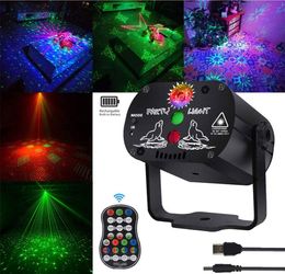 Iluminación láser DJ Disco Stage Luces de fiesta Proyector LED activado por sonido Función de tiempo con control remoto para Navidad Halloween1500253