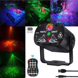 Laserverlichting DJ Disco Stage Party Lights Geluidsgestuurde led-projector Tijdfunctie met afstandsbediening voor Kerstmis Hallowee174b