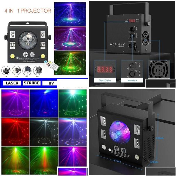 Éclairage laser Lumière DJ 4 en 1 LAMPE DE MOTEMENT LED MIXE EFFE