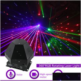 Iluminación láser Mini 360 grados 11 ojos RGB Giratorio DMX Mover Beam Gobos Light Home Gig Party Dj Stage Sound 360R Drop Entrega Luces Otkz6