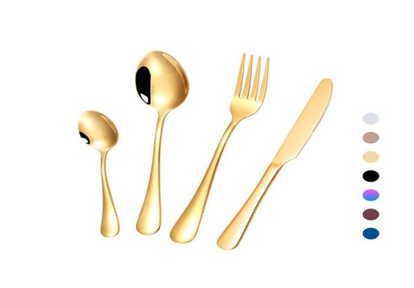 Ensemble de couverts de Restaurant avec Logo Laser, cuillères, fourchette, couteau, couverts en acier inoxydable doré pour cadeaux, Direct usine s5822156