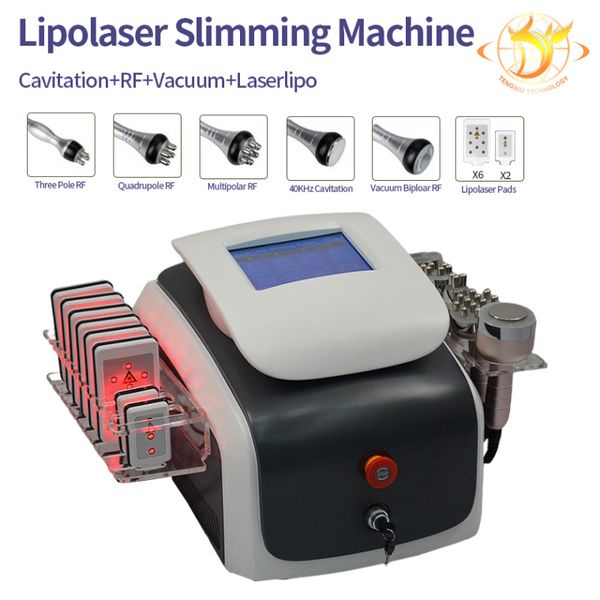 Máquina láser 7 en 1 Pantalla táctil Cavitación ultrasónica Rf Vacío Pon Microcorriente Cuidado facial Estiramiento Máquina de belleza de la piel