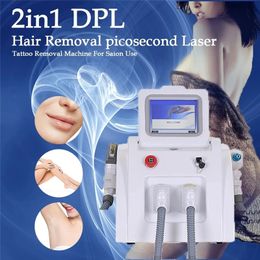 Lasermachine Factory Prijs 2 in 1 IPL Opt E-Light Pijnloze permanente ontharing RF ND YAG Laser Tattoo Removal Machine 3 Tips