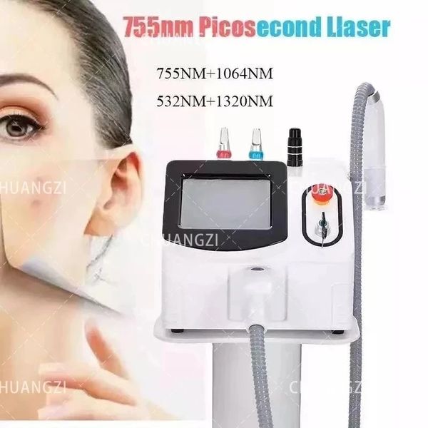 Nd Yag Laser Tattoo Removal Machine 755 1320 1064 532nm Picosecond Face Skin Care Laser Machine Pour les rides Pores Cicatrices Enlèvement de l'acné Régénération de la peau Beauté du visage