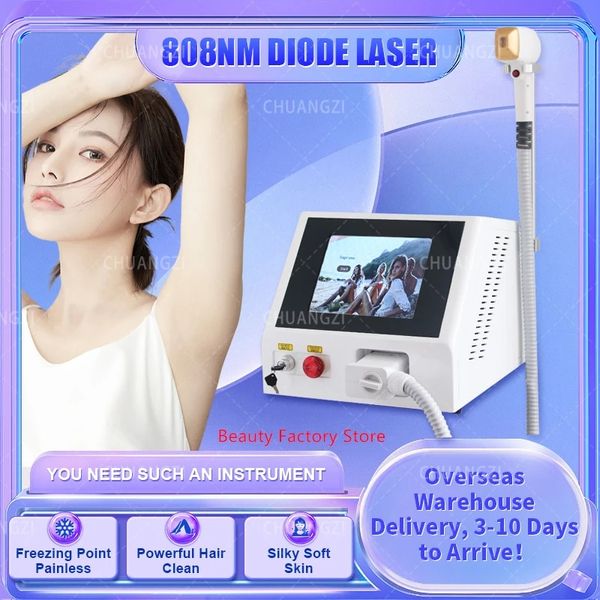 Máquina láser Sin dolor Hielo Platino 808 nm Diodo Máquina de depilación láser Uso doméstico o salón Removedor de cabello 3 Longitud de onda 755 808 1064 nm