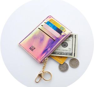 Laser mini portefeuille homme femme couleurs colorées lady zip monnaie à bandoulière multimolon