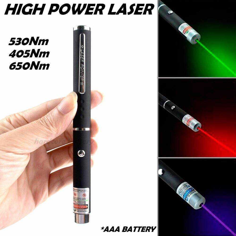 Laserpointerpen Sight Focus burn beam hoog vermogen 5mW Presenter jacht Lange afstand zware AAA-batterij 3 kleuren 530Nm 405Nm 650N rood