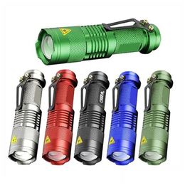 Pointeur laser en gros 7W 300Lm Sk-68 Odes Mini Q5 Lampe de poche LED Torche Lampe tactique Mise au point réglable Lumière zoomable 5 couleurs Drop D DDHSE