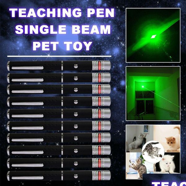 Pointeurs laser 10 pièces 50Miles 532Nm Mini stylo pointeur Laser vert vif astronomie 1Mw Powerf Portable Laser chat/chien jouet goutte unique Del Dhchp