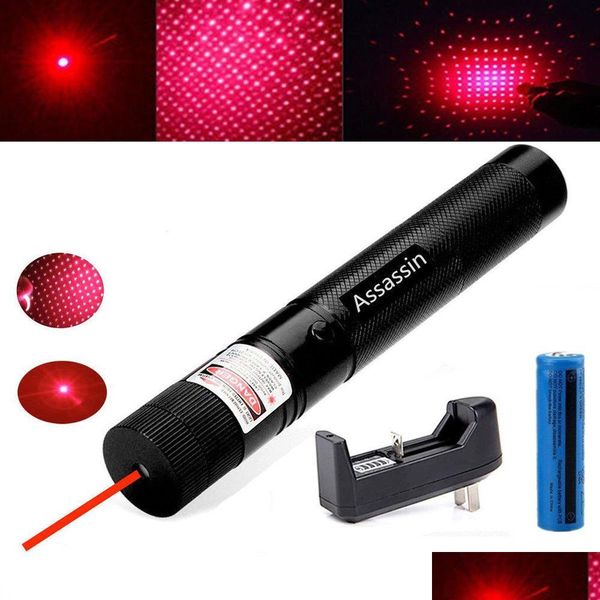 Pointeurs laser 303 2In1 Red Laser Pen Pointer 5Mw 650M Powerf Star Pattern Burning Lazer Beam Lightand Batteryandcharger Drop Deliver Dhhr6