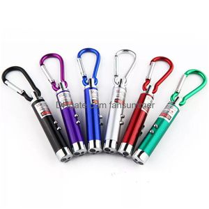 Laseraanwijzers Nieuwe mtifunctionele 3 in1 LED -lichtaanwijzer Key Chain Flashlights Mini Torch zaklamp gelddetector drop levering el dhhrk