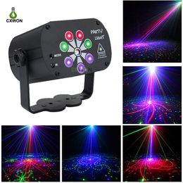 Laser projector lichtgeluid geactiveerd DJ Disco Lights 120 patronen USB RGB UV Atmosfeer Party Stage Laser Lamp met afstandsbediening