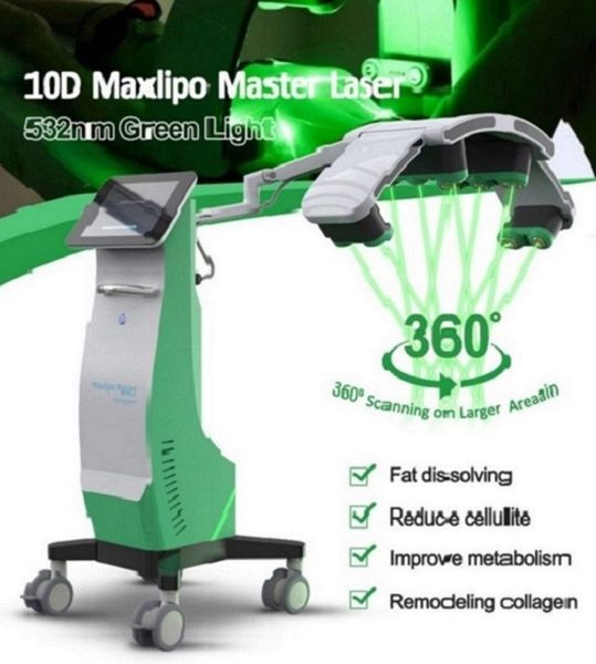 Máquina de adelgazamiento láser para aliviar el dolor, luces láser verdes giratorias 10d, eliminación de grasa indolora, equipo de belleza para delgazar corporal