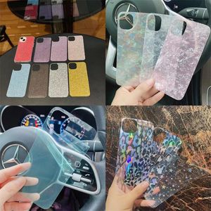 Laser Sticker Card Diy Telefonische hoesjes langs het rooster PVC -papier voor iPhone 14 Pro Max plus iPhone14 13 12 11 X XS XR Flash Diamonds Gradient Glitter Decoratie Clear Cover