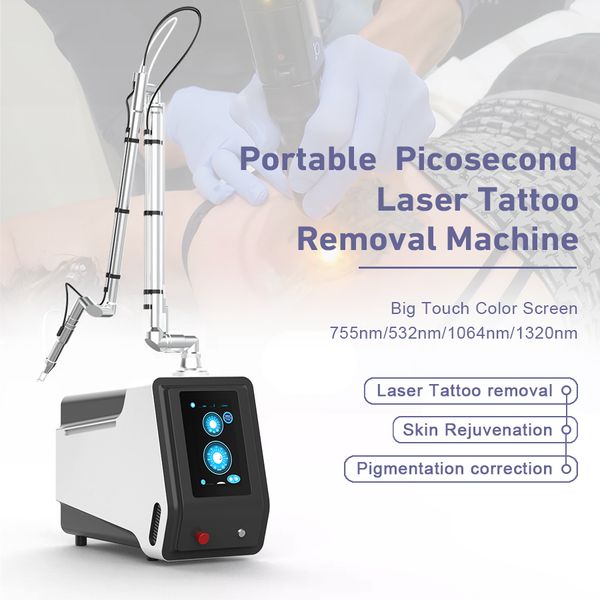 Máquina de eliminación de tatuajes con láser Láser de picosegundo real 755nm 164nm 532nm Peeling de carbono Pico Segundo Equipo de belleza Lazer