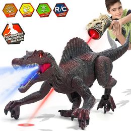 Rastreo láser juguetes de dinosaurio RC para niños Robot de control remoto VERISIMILITIVE SPRAY para niños Regalos para niños para niños 240508
