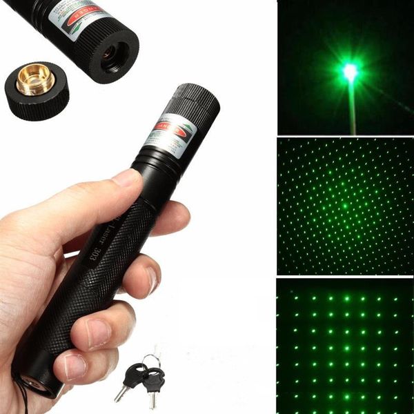 Laser303 Green rouge Laser Lampe de poche Full Sky Star Star Laser Pen Laser Lumière