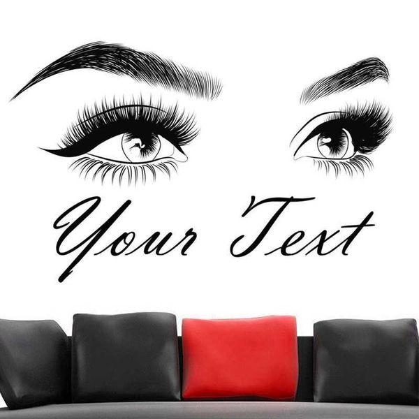 Cils sourcils yeux citation autocollants mode vinyle cils stickers muraux Salon de beauté sourcils magasin décor 2155