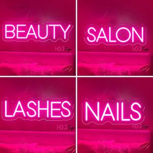 Wimpers Wenkbrauwen Nagels Led Schoonheidssalon Lichten Room Decor Muur Led Sign Tattoo Waxen Neon Lamp HKD230706