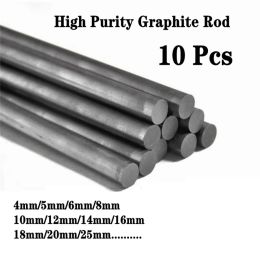 Lastven 10 pièces tige de carbone noir tiges de cylindre d'électrode de graphite barres 100mm pour l'industrie tiges de carbone conductrices à haute température
