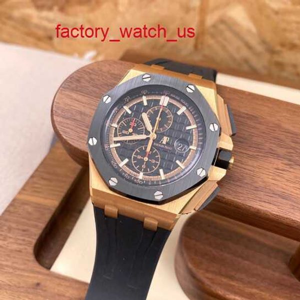 Último reloj AP Calendario Reloj Royal Oak Offshore Serie 26401RO Oro rosa Tres ojos Sincronización Banda de goma Moda para hombre Ocio Negocios Deportes Maquinaria Reloj Conjunto