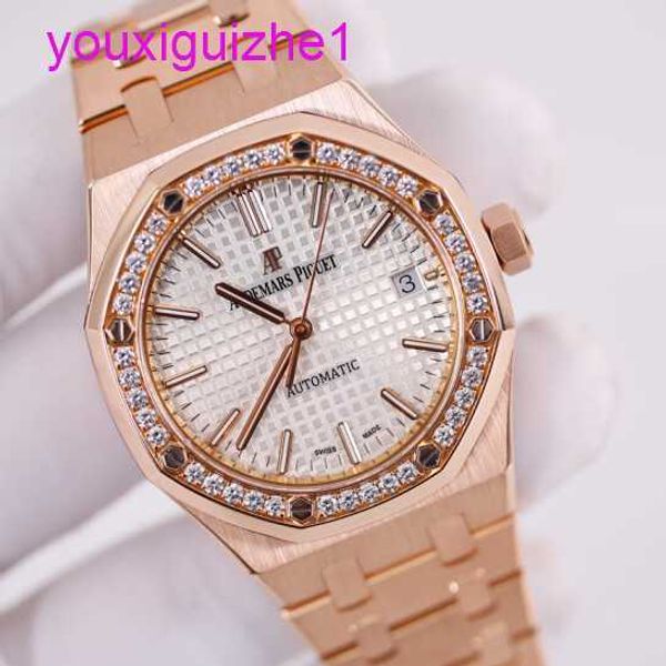 Last AP Wut Wrist Watch Royal Oak 15451 o Gold Rose de relojes de mujeres con Diamond Mecánicos Swiss Luxury Watches Relojes Casual Fashion Watch Diámetro de 37 mm