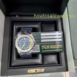 Dernière montre-bracelet AP Royal Oak Offshore série automatique mécanique plongée étanche en acier élastique affichage de la date montre montre pour hommes 15710ST