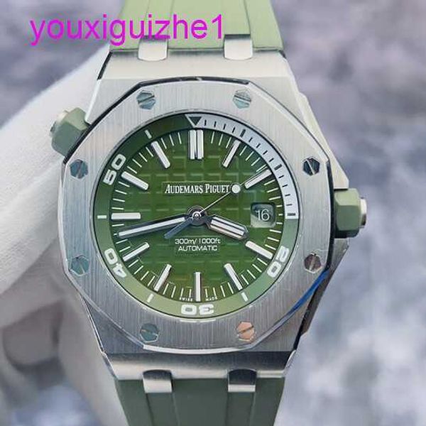 El último AP Wall Watch Royal Oak Offshore Series 15710st Aguacate Green Dial Mechanical Watch Mens 42 mm Full Set