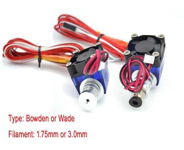 Version Freeshipping Lastest V6 Extrudeuse Hotend Wade ou Bowden entièrement en métal avec thermistance chauffante pour pièces d'imprimante 3D 1,75 / 3,0 mm