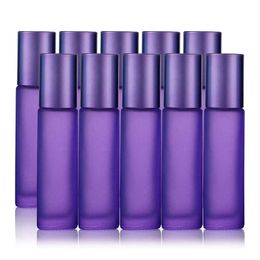 Lastoortsen 10 pièces 10 ml huiles essentielles bouteilles à roulettes vides rechargeables coloré verre dépoli rouleau sur bouteilles aromathérapie parfum