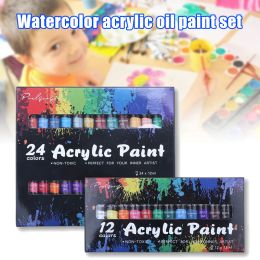 Lastoortsen 12/24 couleurs ensemble de peinture acrylique pour toile bois argile tissu Nail Art céramique artisanat 12 ml fournitures de peinture pour enfants cadeaux d'anniversaire